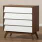 Hildon Mid-Century Modern White and Walnut Wood 4-Drawer Storage Chest FredCo