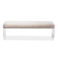 Hildon Modern and Contemporary Beige Microsuede Fabric Upholstered Lux Bench with Paneled Acrylic Legs FredCo