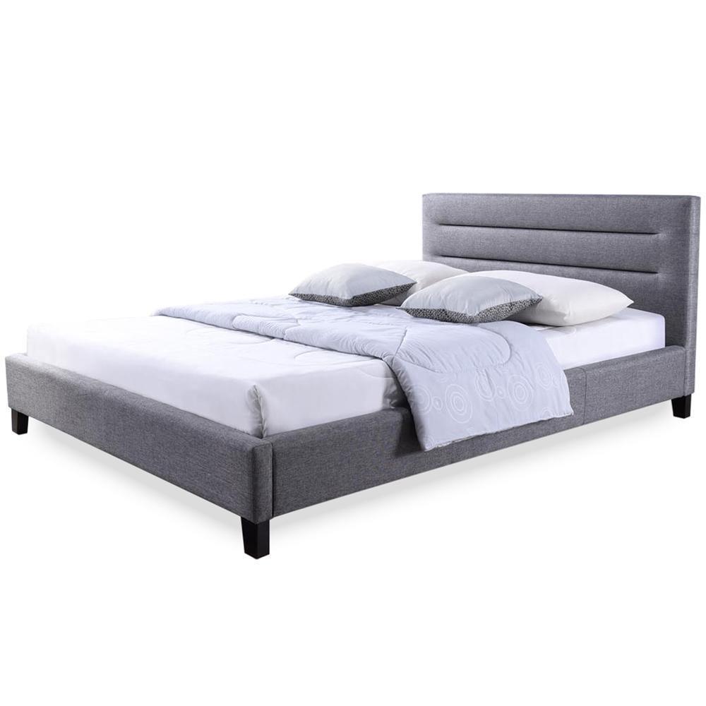Hillary Modern and Contemporary Full Size Grey Fabric Upholstered Platform Base Bed Frame FredCo