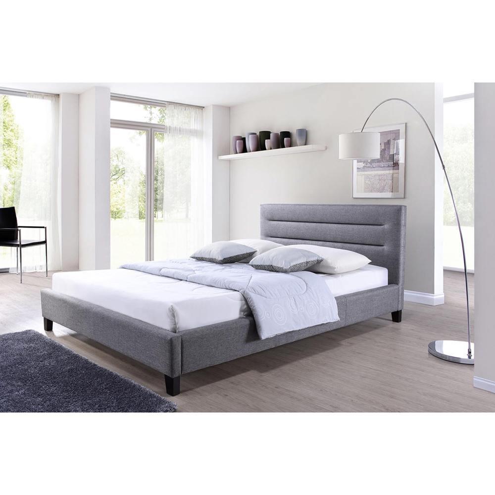 Hillary Modern and Contemporary Full Size Grey Fabric Upholstered Platform Base Bed Frame FredCo