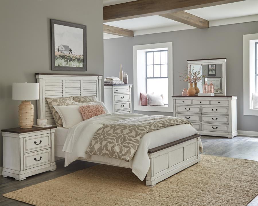 Hillcrest 5-piece Queen Panel Bedroom Set White and Dark Rum Coaster FredCo