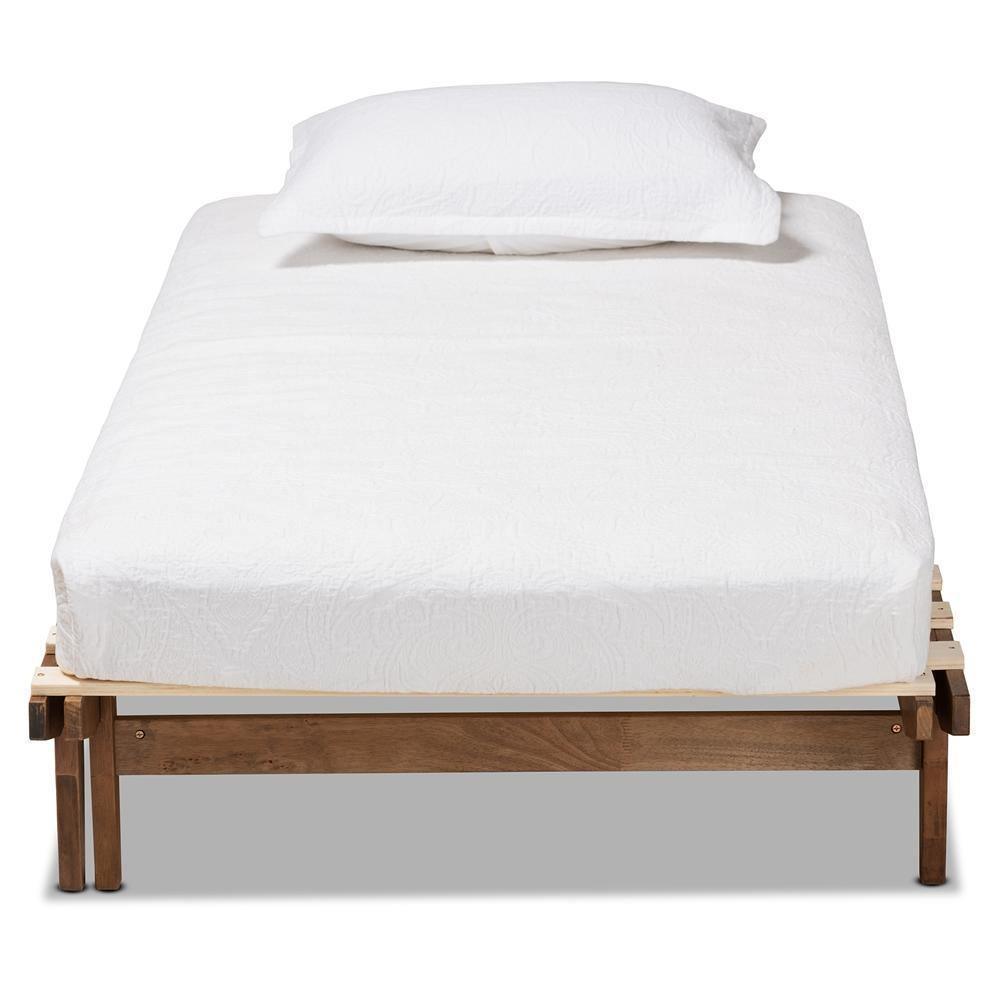 Hiro Modern and Contemporary Walnut Finished Wood Expandable Twin Size to King Size Bed Frame FredCo