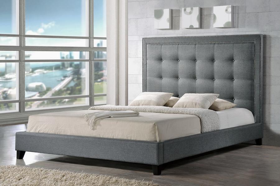 Hirst Gray Platform Bed- Queen Size FredCo