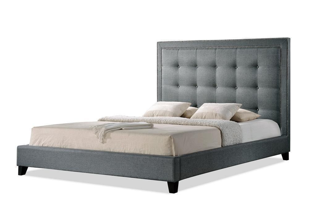 Hirst Gray Platform Bed- Queen Size FredCo