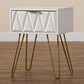 Holbrook Contemporary Glam and Luxe White Finished Wood and Gold Metal 1-Drawer End Table FredCo