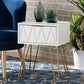 Holbrook Contemporary Glam and Luxe White Finished Wood and Gold Metal 1-Drawer End Table FredCo