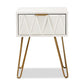 Holbrook Contemporary Glam and Luxe White Finished Wood and Gold Metal 1-Drawer End Table FredCo