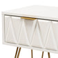 Holbrook Contemporary Glam and Luxe White Finished Wood and Gold Metal 1-Drawer End Table FredCo