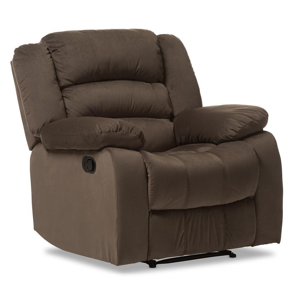 Hollace Modern and Contemporary Taupe Microsuede 1-Seater Recliner FredCo