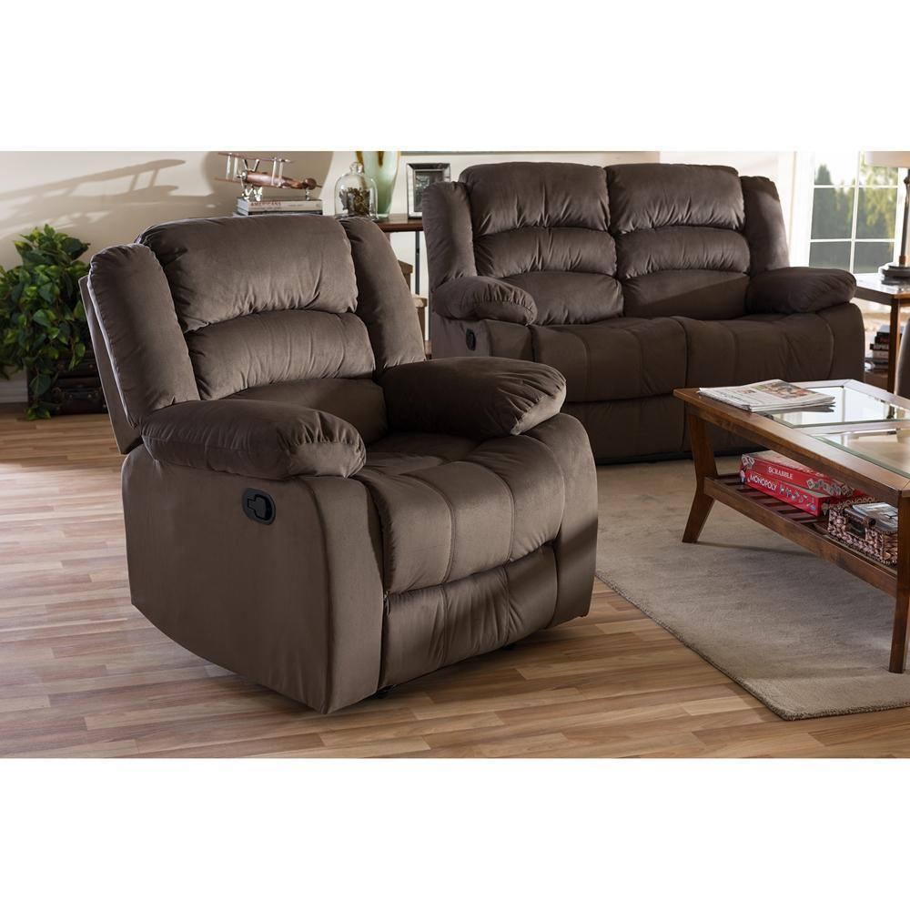 Hollace Modern and Contemporary Taupe Microsuede 1-Seater Recliner FredCo