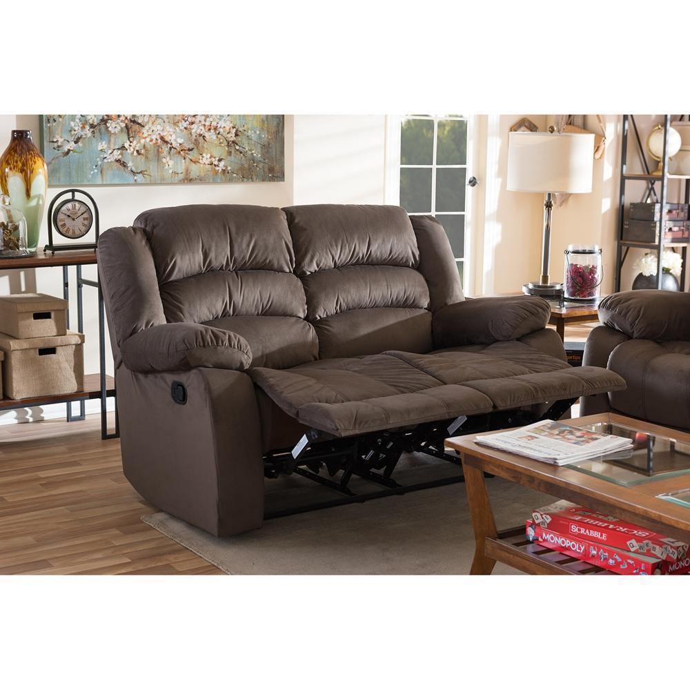 Hollace Modern and Contemporary Taupe Microsuede 2-Seater Recliner FredCo