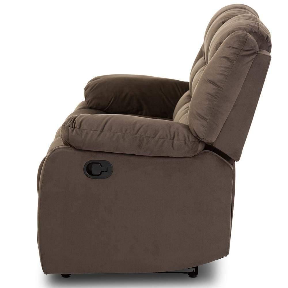 Hollace Modern and Contemporary Taupe Microsuede 3-Seater Recliner FredCo