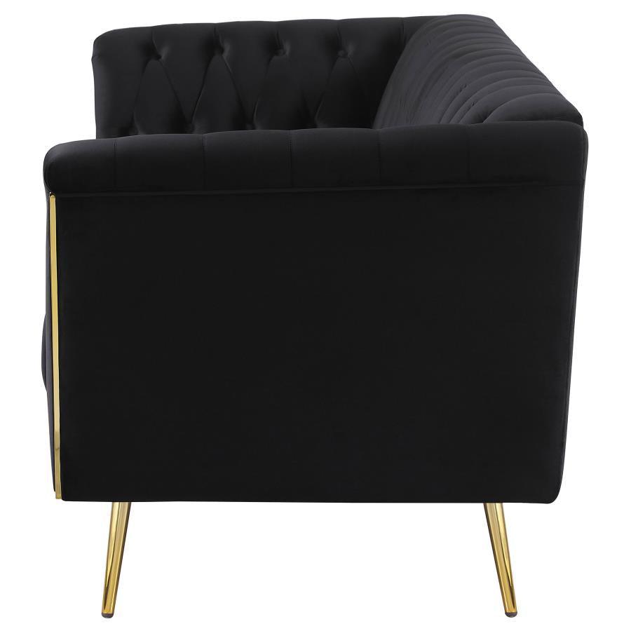 Holly 2-piece Tuxedo Arm Tufted Back Living Room Set Black 508441-S2 Coaster FredCo
