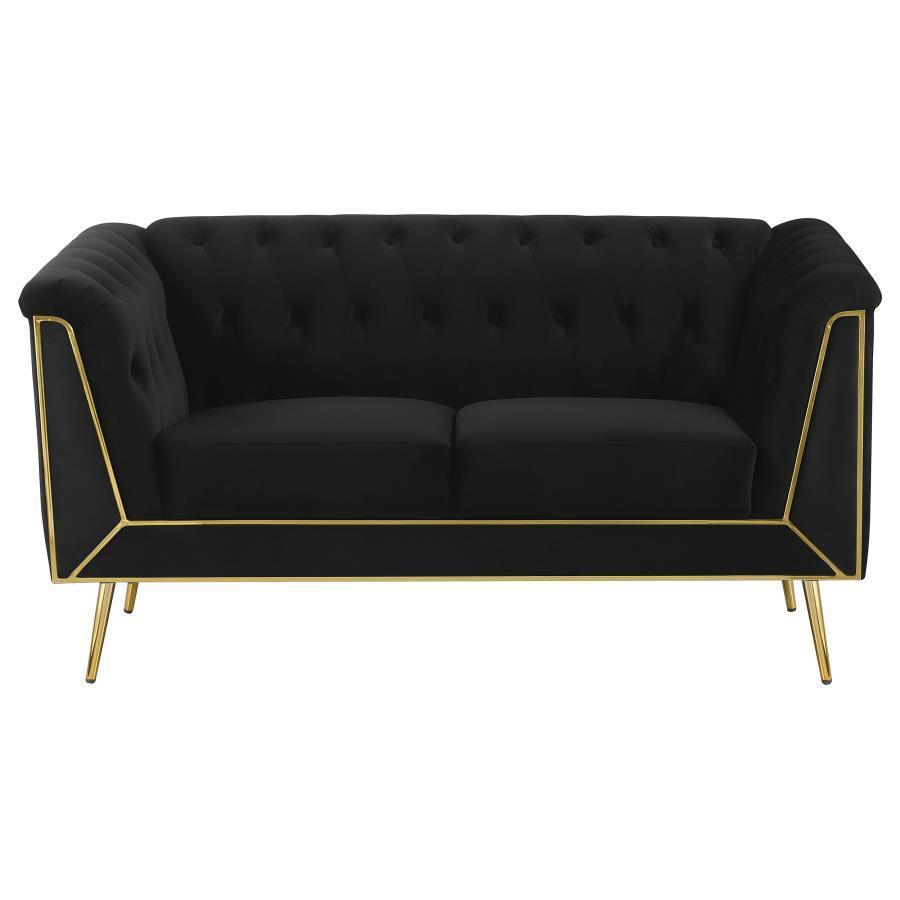 Holly 2-piece Tuxedo Arm Tufted Back Living Room Set Black 508441-S2 Coaster FredCo