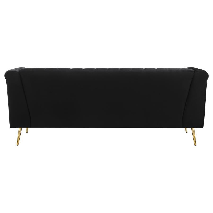 Holly 2-piece Tuxedo Arm Tufted Back Living Room Set Black 508441-S2 Coaster FredCo