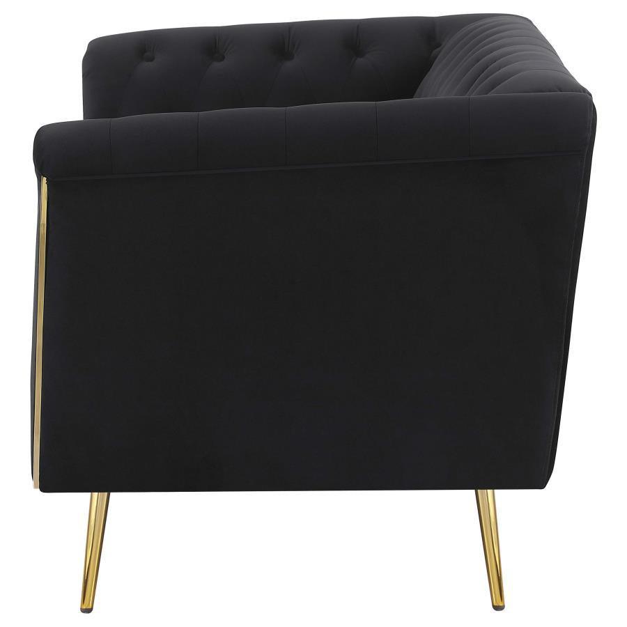 Holly 2-piece Tuxedo Arm Tufted Back Living Room Set Black 508441-S2 Coaster FredCo