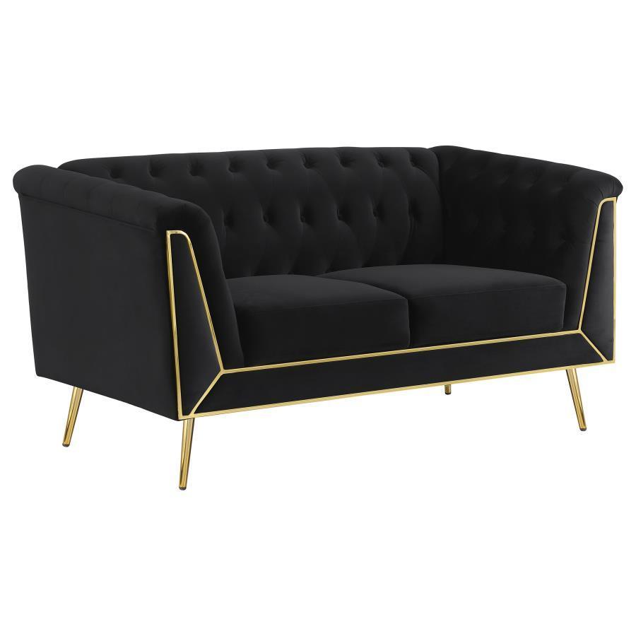 Holly 3-piece Tuxedo Arm Tufted Back Living Room Set Black 508441-S3 Coaster FredCo