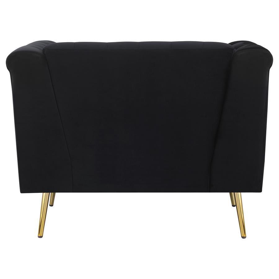 Holly 3-piece Tuxedo Arm Tufted Back Living Room Set Black 508441-S3 Coaster FredCo