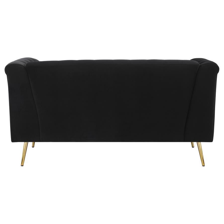 Holly 3-piece Tuxedo Arm Tufted Back Living Room Set Black 508441-S3 Coaster FredCo