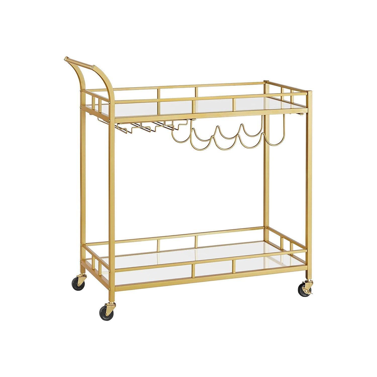 Home Bar Serving Cart Gold FredCo