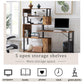 Home Office Computer Desk L-Shaped Corner Table,5-Tier Bookshelf FredCo