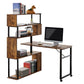 Home Office Computer Desk L-Shaped Corner Table,5-Tier Bookshelf FredCo