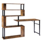 Home Office Computer Desk L-Shaped Corner Table,5-Tier Bookshelf FredCo