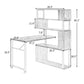 Home Office Computer Desk L-Shaped Corner Table,5-Tier Bookshelf FredCo