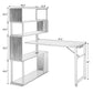 Home Office Computer Desk L-Shaped Corner Table,5-Tier Bookshelf FredCo