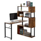 Home Office Computer Desk L-Shaped Corner Table,5-Tier Bookshelf FredCo