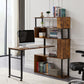 Home Office Computer Desk L-Shaped Corner Table,5-Tier Bookshelf FredCo