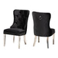Honora Contemporary Glam and Luxe Black Velvet Fabric and Silver Metal 2-Piece Dining Chair Set FredCo