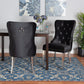 Honora Contemporary Glam and Luxe Black Velvet Fabric and Silver Metal 2-Piece Dining Chair Set FredCo