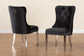 Honora Contemporary Glam and Luxe Black Velvet Fabric and Silver Metal 2-Piece Dining Chair Set FredCo