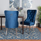 Honora Contemporary Glam and Luxe Navy Blue Velvet Fabric and Silver Metal 2-Piece Dining Chair Set FredCo