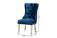 Honora Contemporary Glam and Luxe Navy Blue Velvet Fabric and Silver Metal 2-Piece Dining Chair Set FredCo
