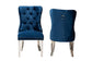 Honora Contemporary Glam and Luxe Navy Blue Velvet Fabric and Silver Metal 2-Piece Dining Chair Set FredCo