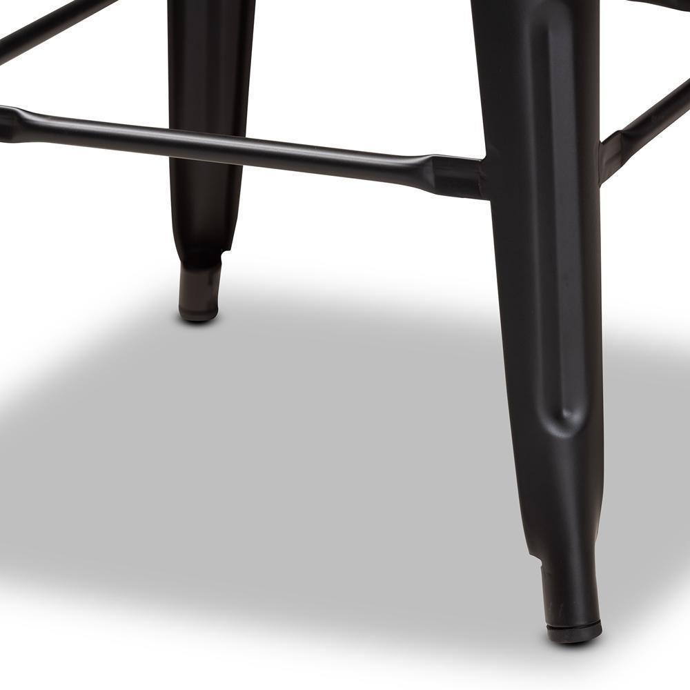 Horton Modern and Contemporary Black Metal and Walnut Brown Finished Wood 4-Piece Bar Stool Set FredCo