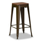 Horton Modern and Contemporary Brown Metal and Walnut Brown Finished Wood 4-Piece Bar Stool Set FredCo