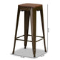 Horton Modern and Contemporary Brown Metal and Walnut Brown Finished Wood 4-Piece Bar Stool Set FredCo