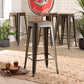 Horton Modern and Contemporary Brown Metal and Walnut Brown Finished Wood 4-Piece Bar Stool Set FredCo