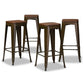 Horton Modern and Contemporary Brown Metal and Walnut Brown Finished Wood 4-Piece Bar Stool Set FredCo