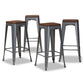 Horton Modern and Contemporary Grey Metal and Walnut Brown Finished Wood 4-Piece Bar Stool Set FredCo