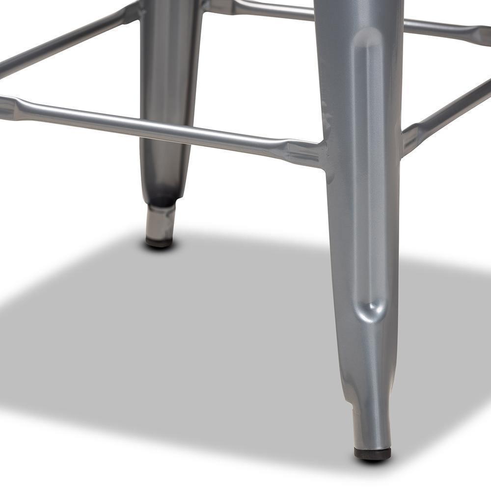 Horton Modern and Contemporary Grey Metal and Walnut Brown Finished Wood 4-Piece Bar Stool Set FredCo