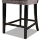 Howell Modern Transitional Grey Velvet Upholstered and Dark Brown Finished Wood 2-Piece Counter Stool Set FredCo
