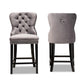 Howell Modern Transitional Grey Velvet Upholstered and Dark Brown Finished Wood 2-Piece Counter Stool Set FredCo