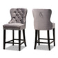 Howell Modern Transitional Grey Velvet Upholstered and Dark Brown Finished Wood 2-Piece Counter Stool Set FredCo