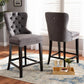 Howell Modern Transitional Grey Velvet Upholstered and Dark Brown Finished Wood 2-Piece Counter Stool Set FredCo