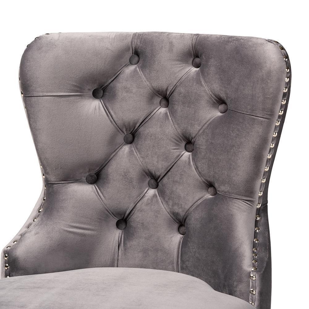 Howell Modern Transitional Grey Velvet Upholstered and Dark Brown Finished Wood 2-Piece Counter Stool Set FredCo