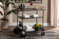 Huntley Modern Industrial Walnut Brown Finished Wood and Black Metal Mobile Wine Cart FredCo